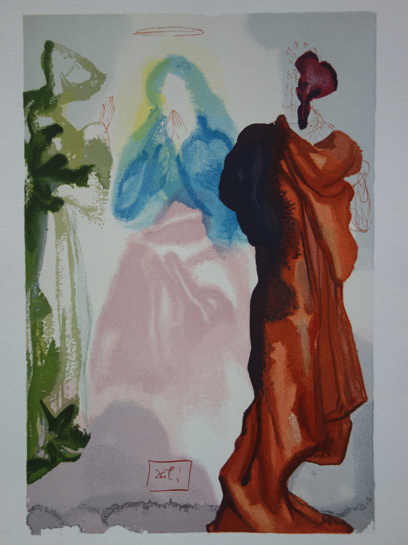Salvador DALI : La prière de Saint Bernard, Bois gravé original signé