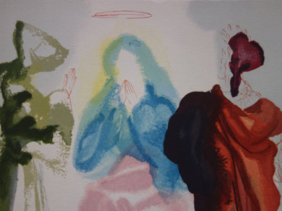 Salvador DALI : La prière de Saint Bernard, Bois gravé original signé