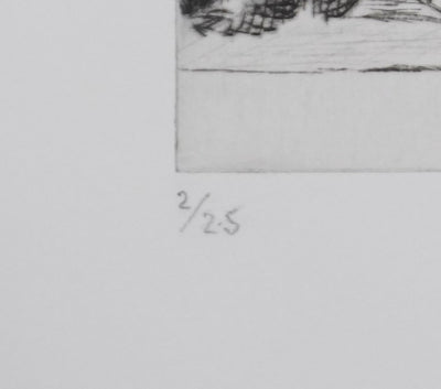 Camille COMBE : Dimanche à  Urk, Gravure originale signée