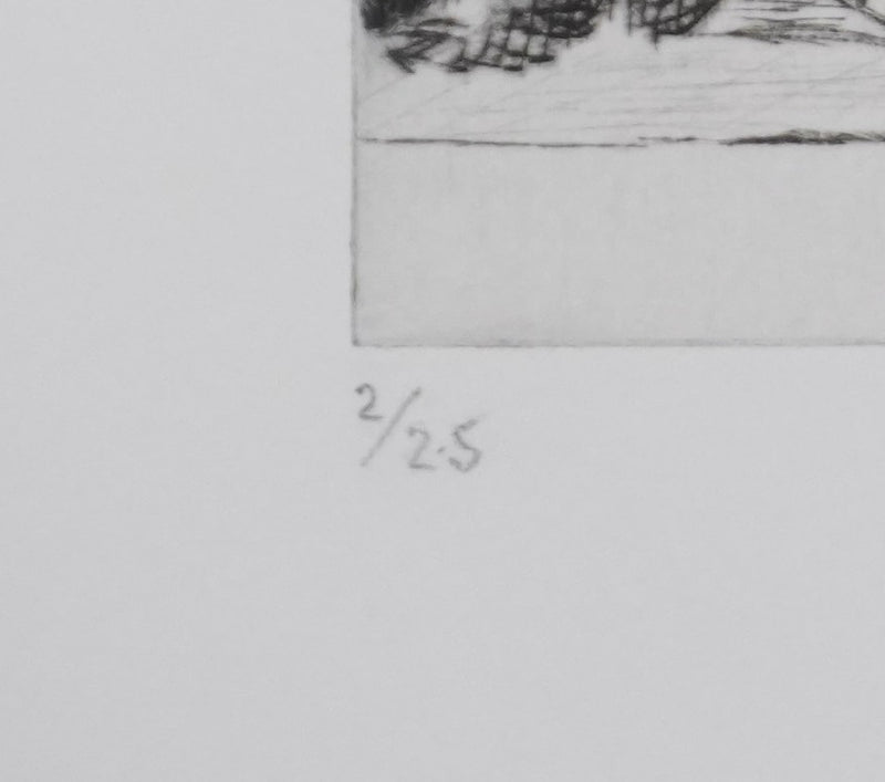 Camille COMBE : Dimanche à  Urk, Gravure originale signée