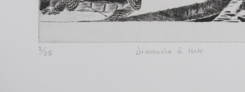 Camille COMBE : Dimanche à  Urk, Gravure originale signée