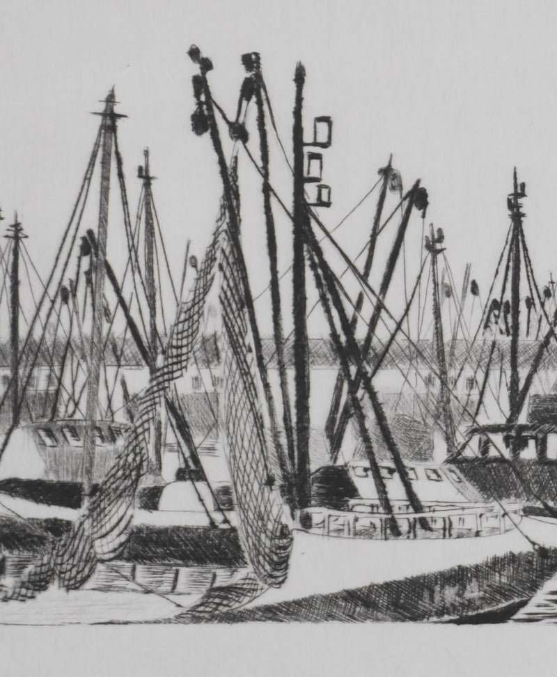 Camille COMBE : Dimanche à  Urk, Gravure originale signée