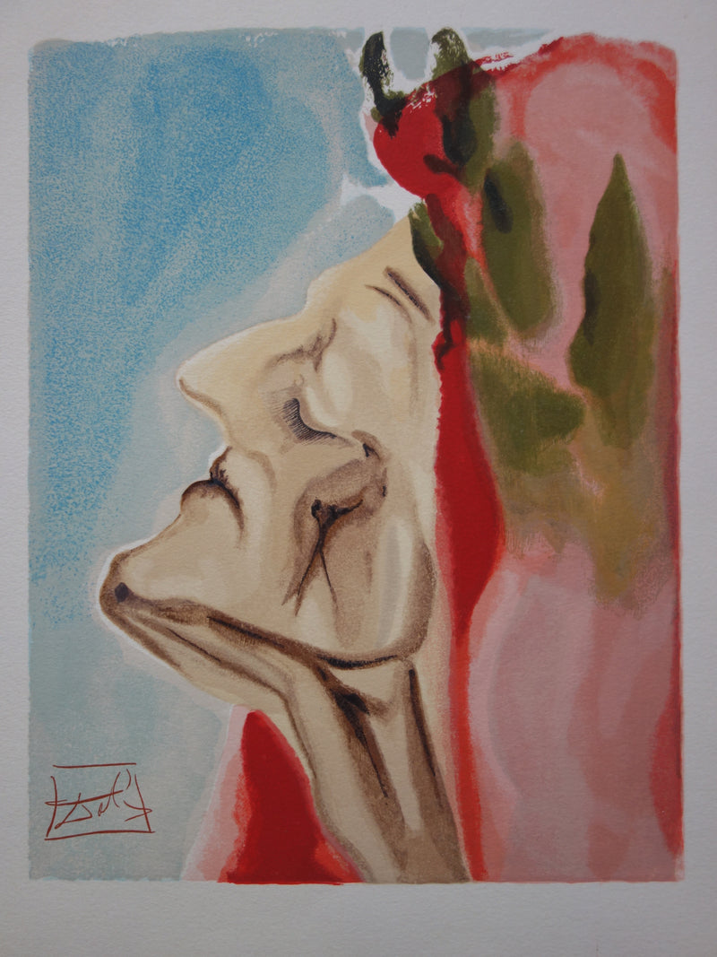 Salvador DALI : Le doute de Dante, Bois gravé original signé