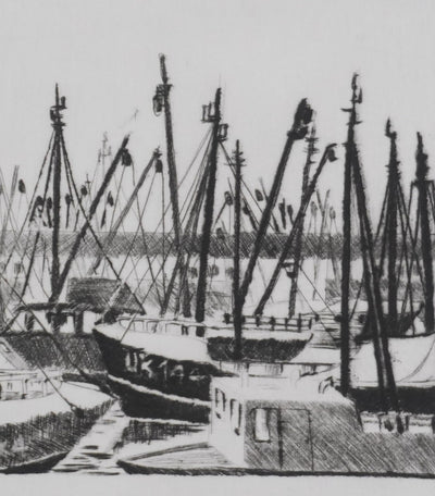 Camille COMBE : Dimanche à  Urk, Gravure originale signée