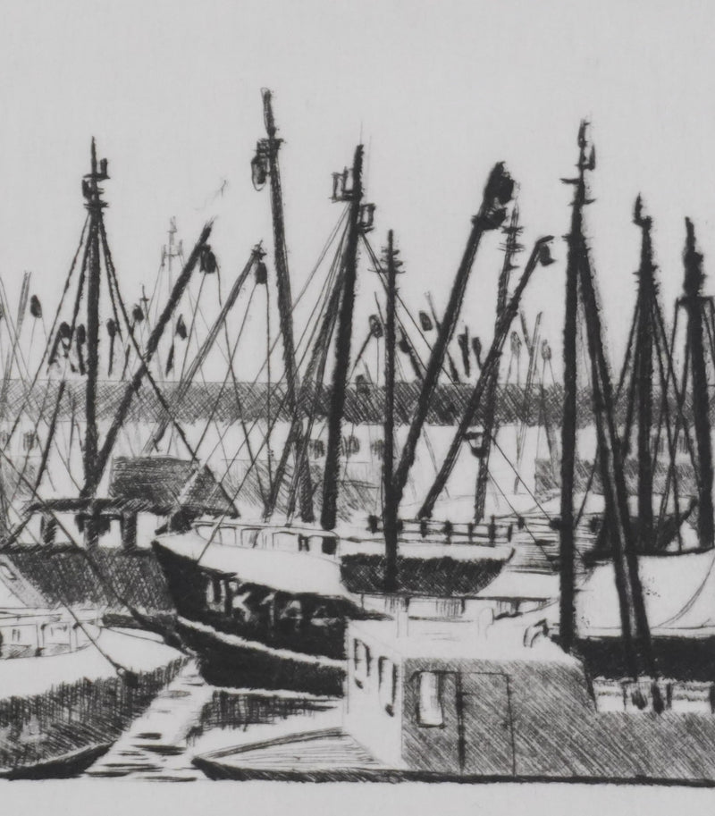 Camille COMBE : Dimanche à  Urk, Gravure originale signée