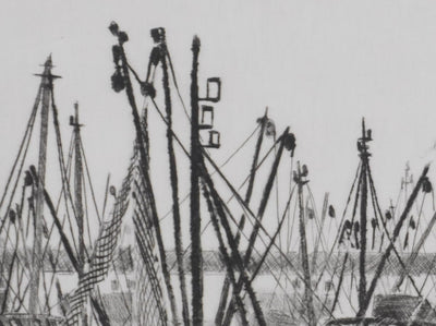 Camille COMBE : Dimanche à  Urk, Gravure originale signée