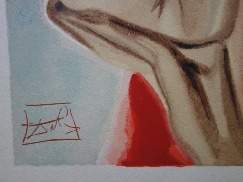Salvador DALI : Le doute de Dante, Bois gravé original signé