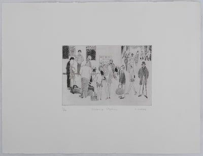 Camille COMBE : Victoria Station, Gravure originale signée
