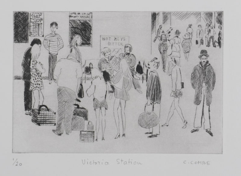 Camille COMBE : Victoria Station, Gravure originale signée