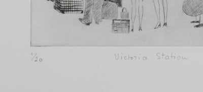 Camille COMBE : Victoria Station, Gravure originale signée