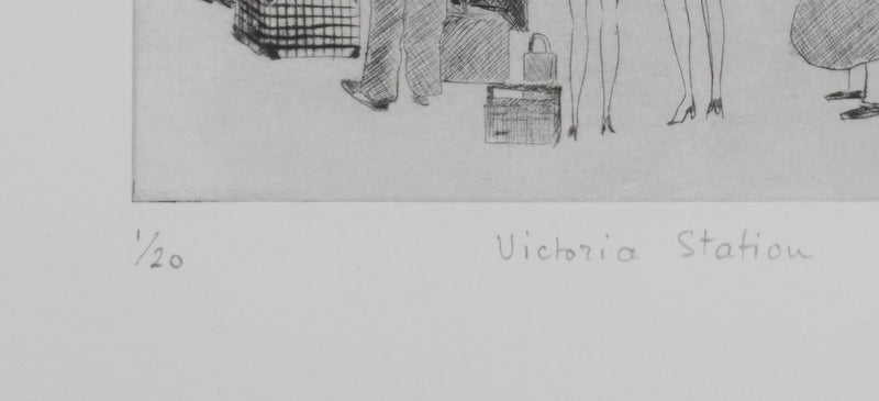 Camille COMBE : Victoria Station, Gravure originale signée