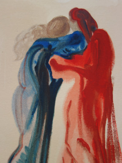 Salvador DALI : Dante et Béatrice, Bois gravé original signé