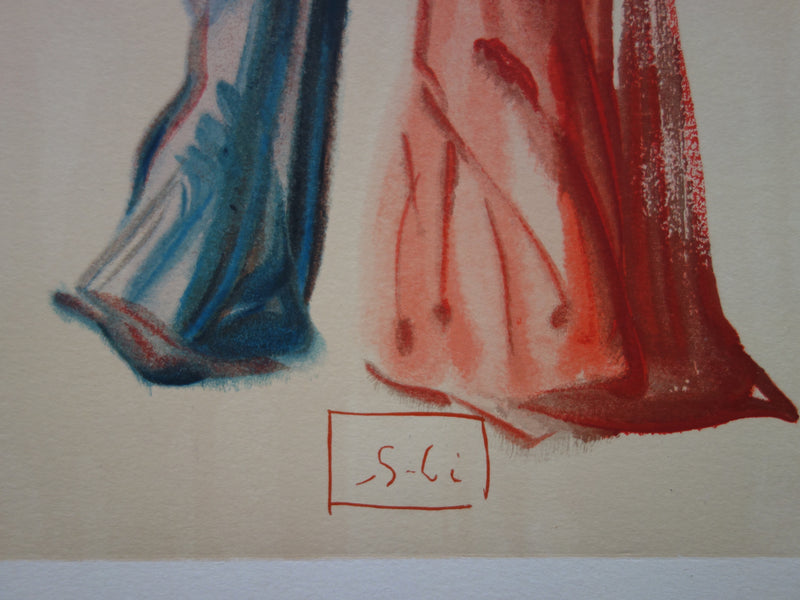 Salvador DALI : Dante et Béatrice, Bois gravé original signé