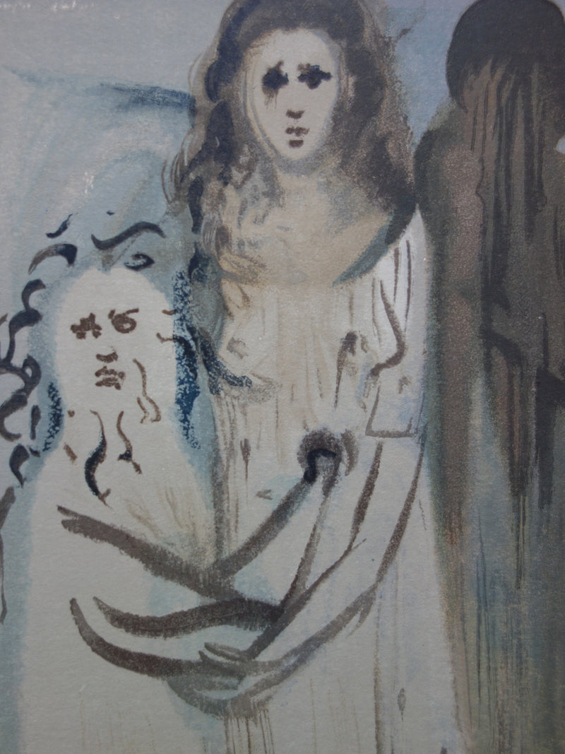 Salvador DALI : Dans la fumée des coléreux, Bois gravé original signé