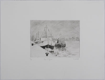 Camille COMBE : Sur l'Ijssel, Gravure originale signée