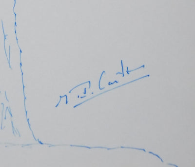 Jean-Pierre CARTIER : L'arbre à la petite fleur bleue, Autographe et dessin original signé