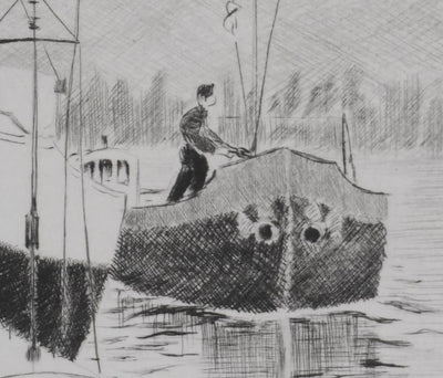 Camille COMBE : Sur l'Ijssel, Gravure originale signée
