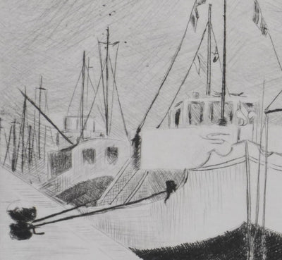 Camille COMBE : Sur l'Ijssel, Gravure originale signée