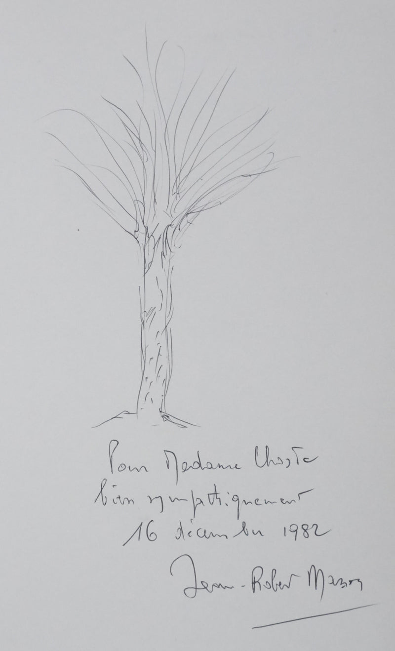 Jean-Pierre MASSON : Arbre en croquis, Autographe et dessin original signé
