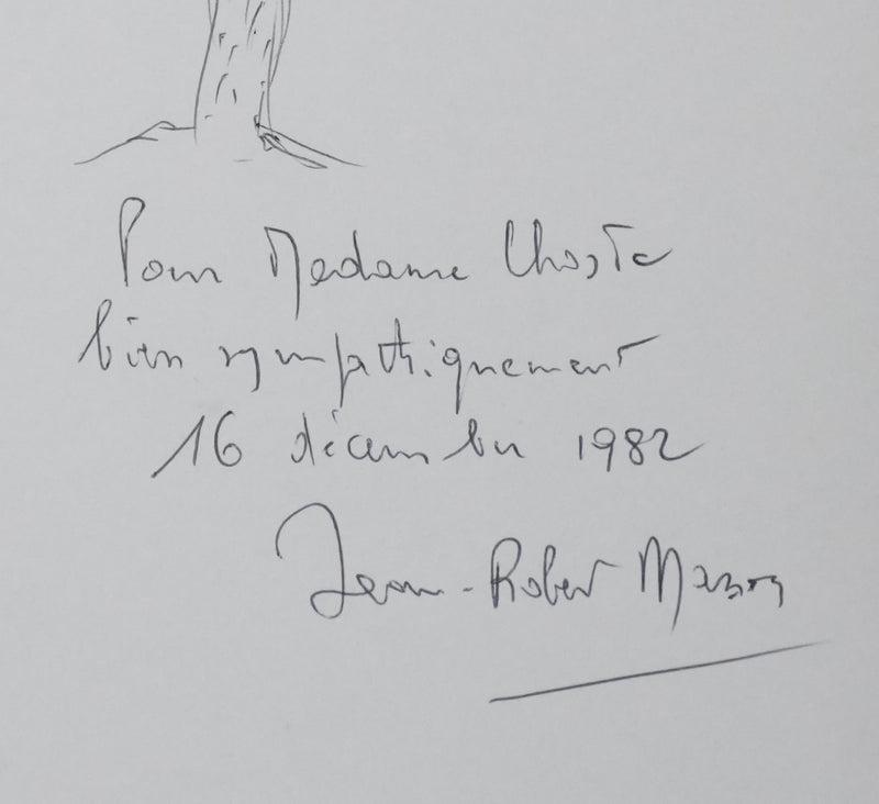 Jean-Pierre MASSON : Arbre en croquis, Autographe et dessin original signé