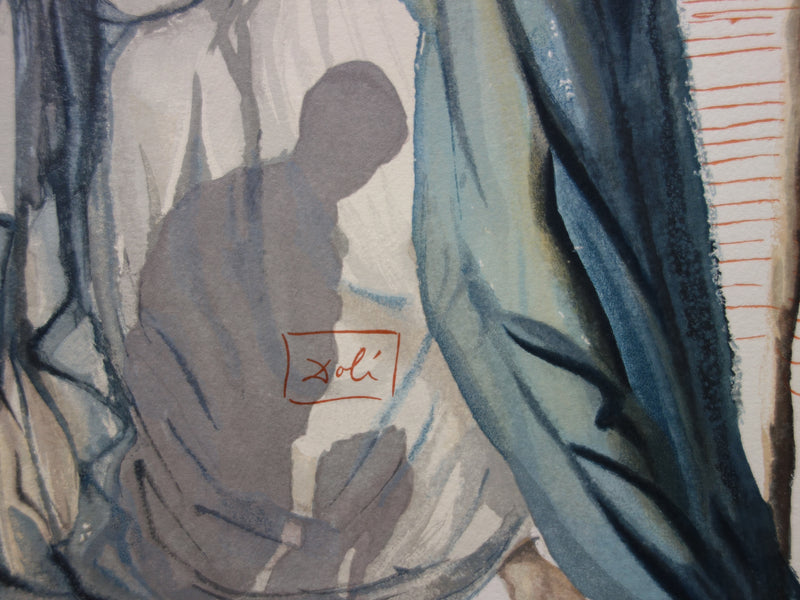 Salvador DALI : Un esprit interroge Dante, Bois gravé original signé