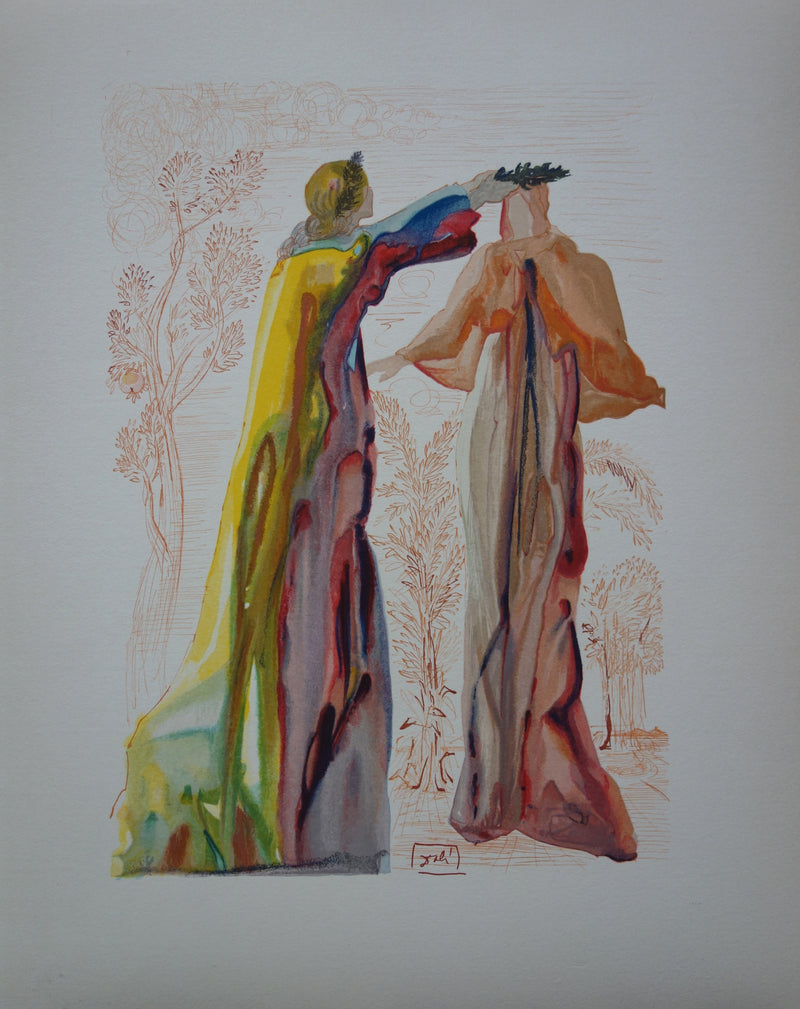 Salvador DALI : Derniers mots de Virgile, Bois gravé original signé