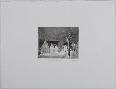 Camille COMBE : Le repos du soir, Gravure originale signée