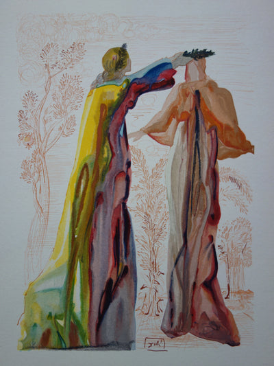 Salvador DALI : Derniers mots de Virgile, Bois gravé original signé