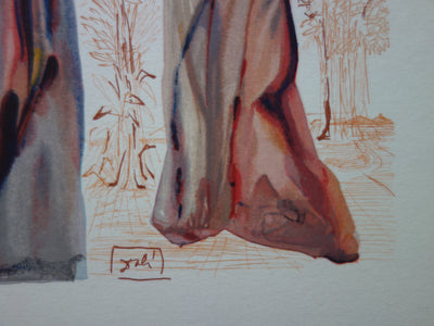 Salvador DALI : Derniers mots de Virgile, Bois gravé original signé