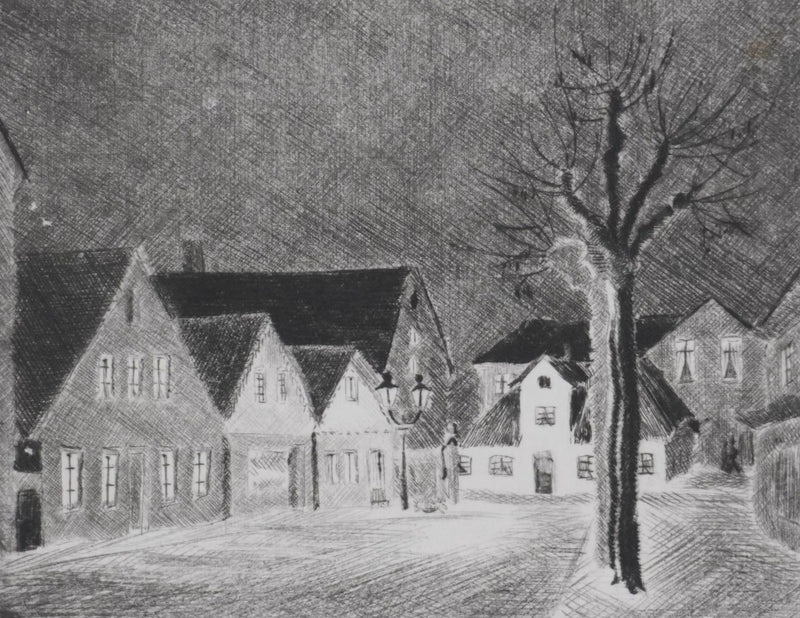 Camille COMBE : Le repos du soir, Gravure originale signée