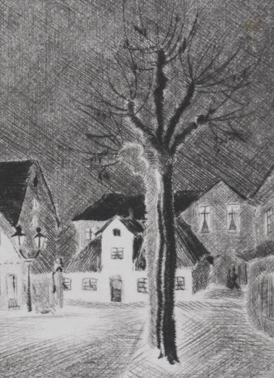 Camille COMBE : Le repos du soir, Gravure originale signée