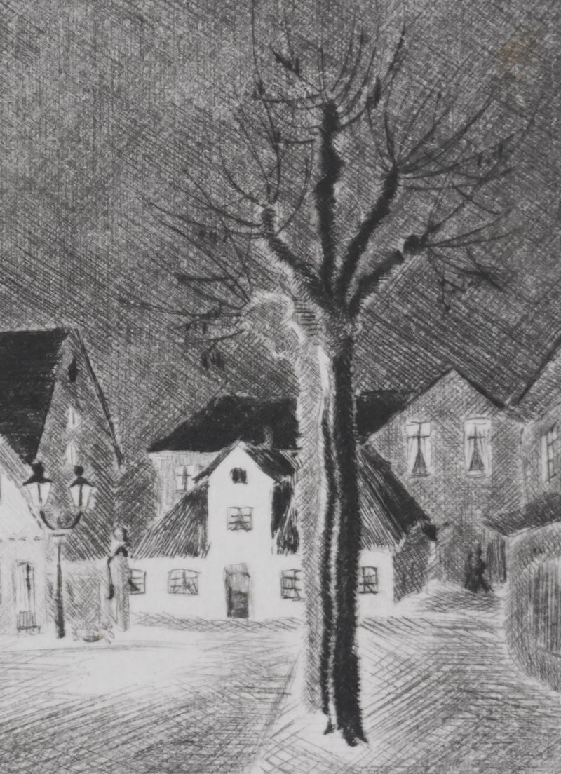 Camille COMBE : Le repos du soir, Gravure originale signée
