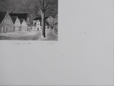 Camille COMBE : Le repos du soir, Gravure originale signée