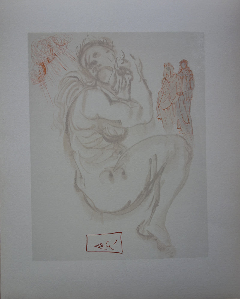 Salvador DALI : Le songe de Dante, Bois gravé original signé