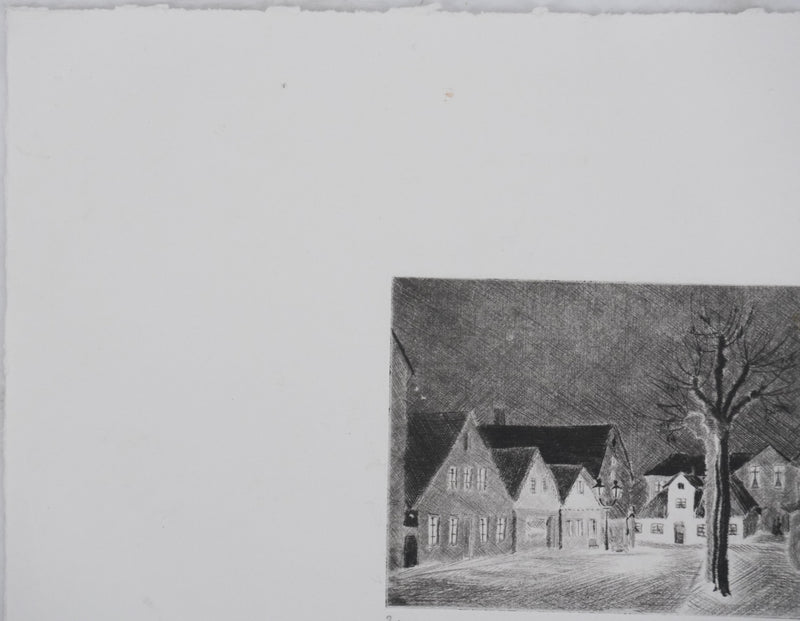 Camille COMBE : Le repos du soir, Gravure originale signée