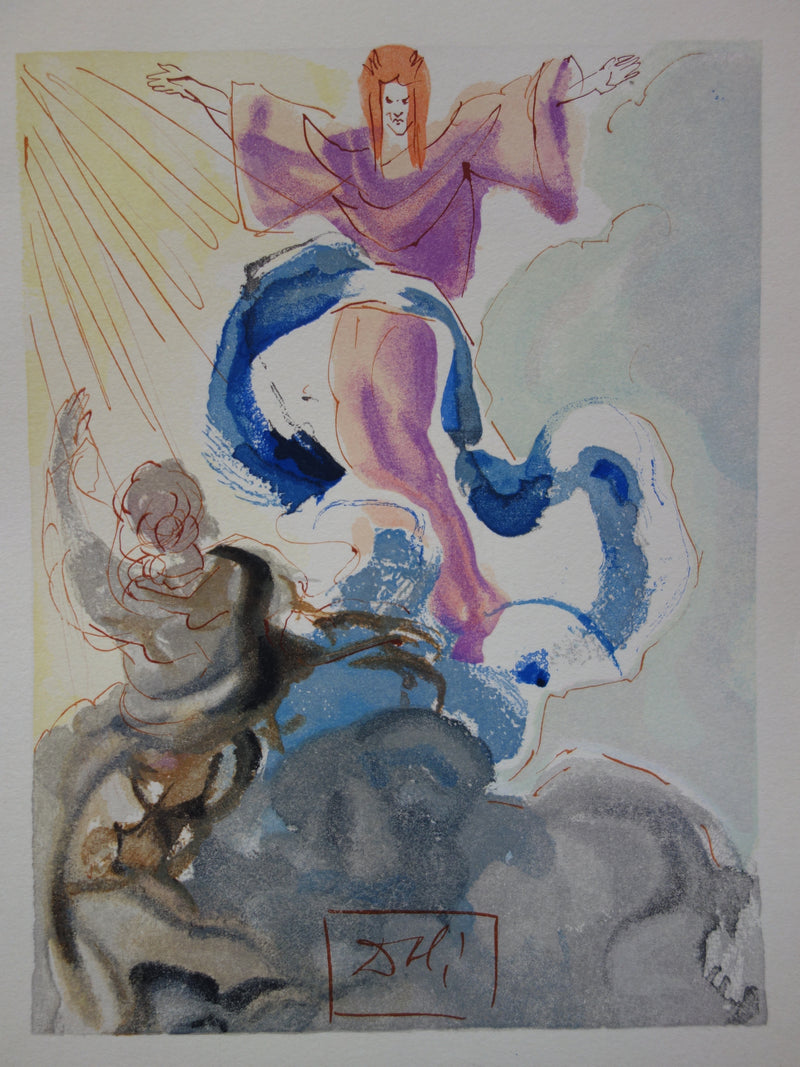 Salvador DALI : Le premier ciel, Bois gravé original signé
