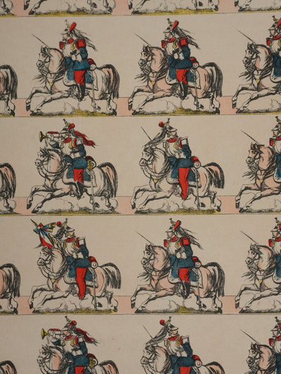 Imagerie d'Epinal : Les cavaliers, Gravure originale