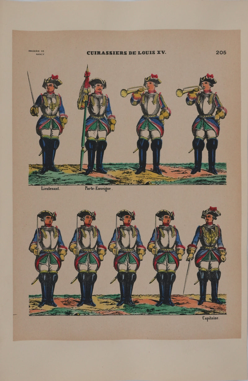 Imagerie de Nancy : Les uniformes sous Louis XV, Gravure originale