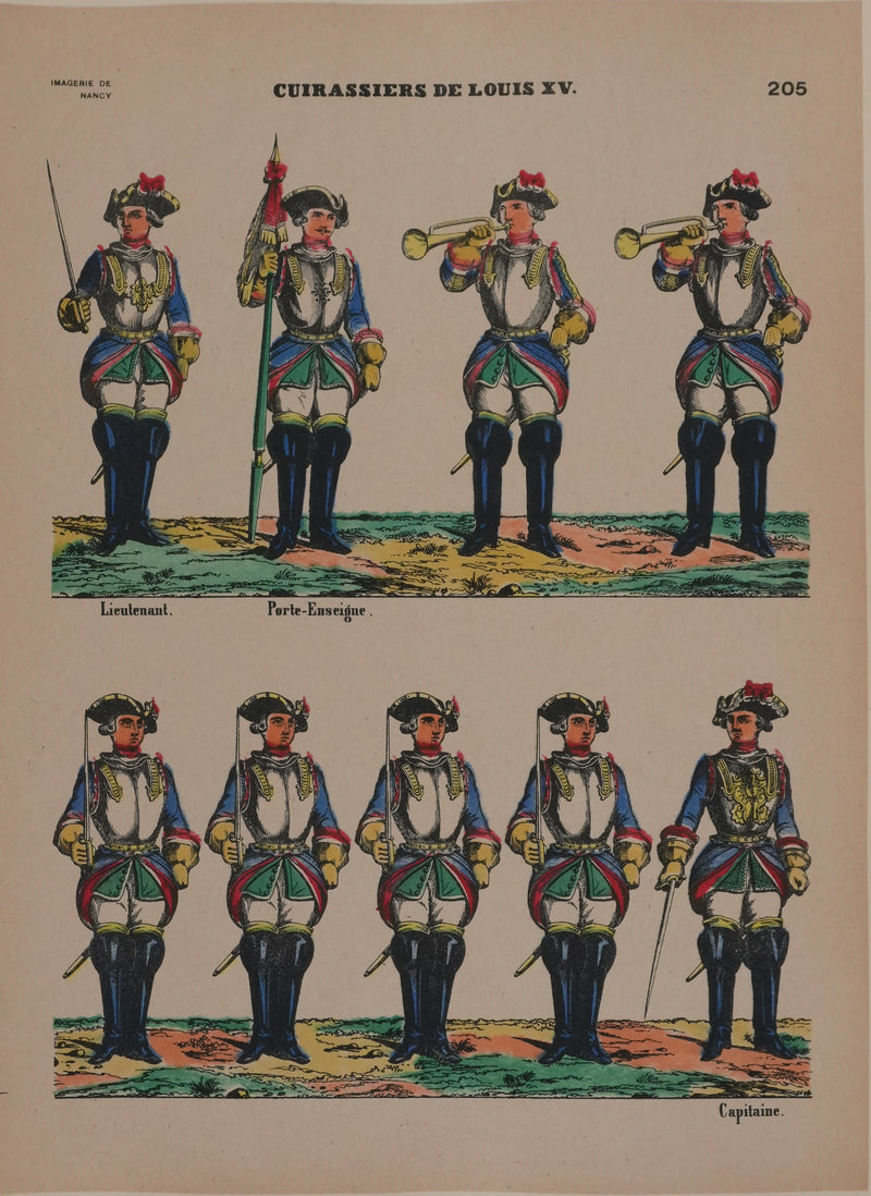 Imagerie de Nancy : Les uniformes sous Louis XV, Gravure originale