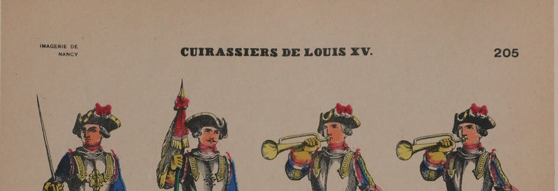 Imagerie de Nancy : Les uniformes sous Louis XV, Gravure originale
