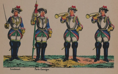 Imagerie de Nancy : Les uniformes sous Louis XV, Gravure originale