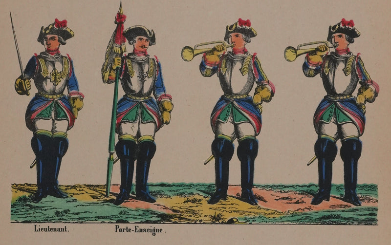 Imagerie de Nancy : Les uniformes sous Louis XV, Gravure originale