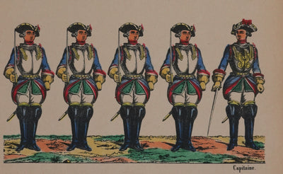 Imagerie de Nancy : Les uniformes sous Louis XV, Gravure originale