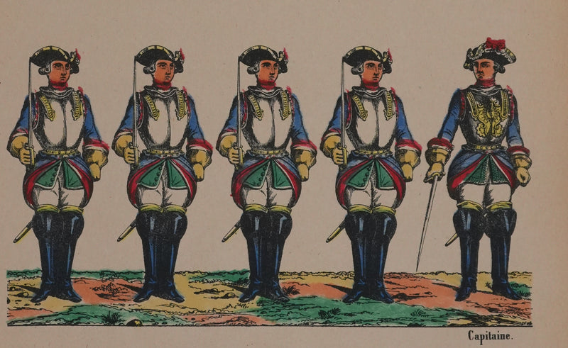 Imagerie de Nancy : Les uniformes sous Louis XV, Gravure originale