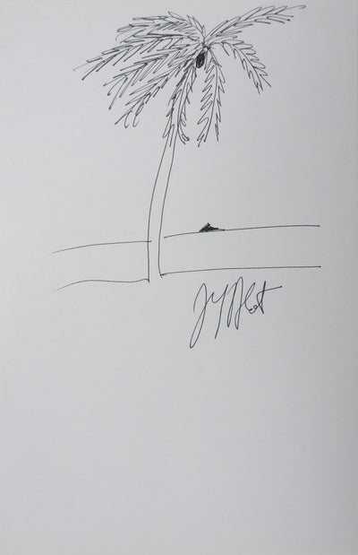 Jean Yves BLOT : Le palmier noir, Autographe et dessin original signé