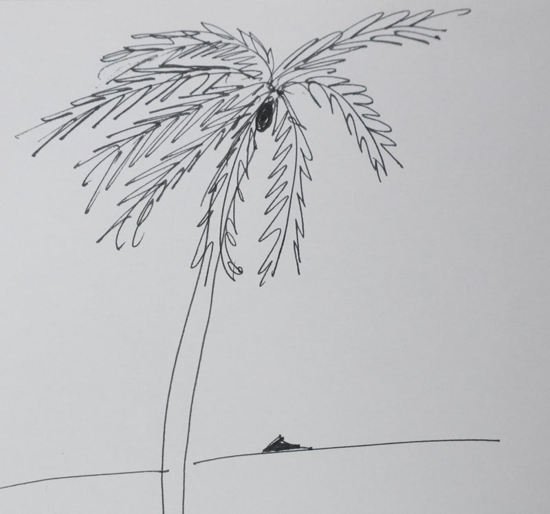 Jean Yves BLOT : Le palmier noir, Autographe et dessin original signé