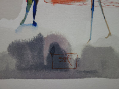 Salvador DALI : Dante et deux anges, Bois gravé original signé
