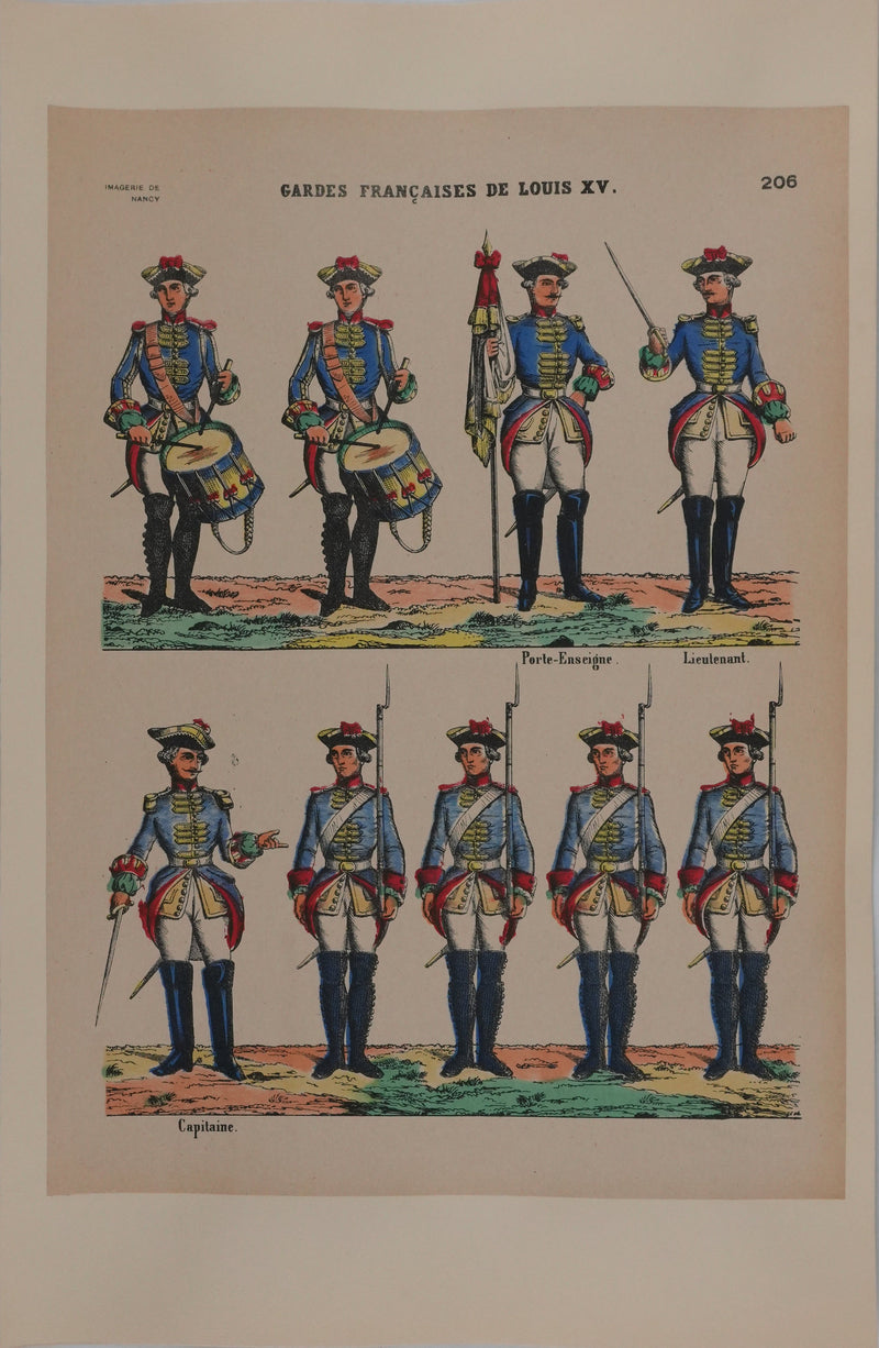 Imagerie de Nancy : Gardes de Louis XV, Gravure originale