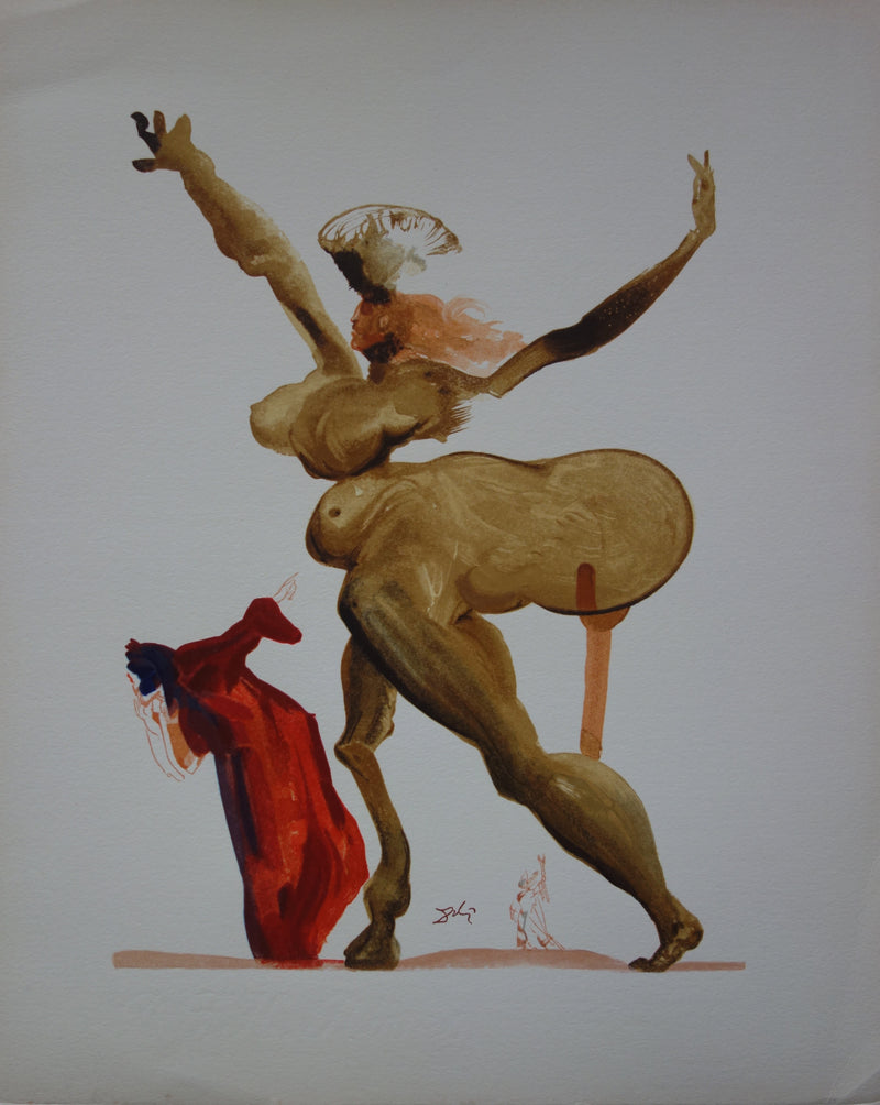 Salvador DALI : Les traitres envers leurs hôtes, Bois gravé original signé