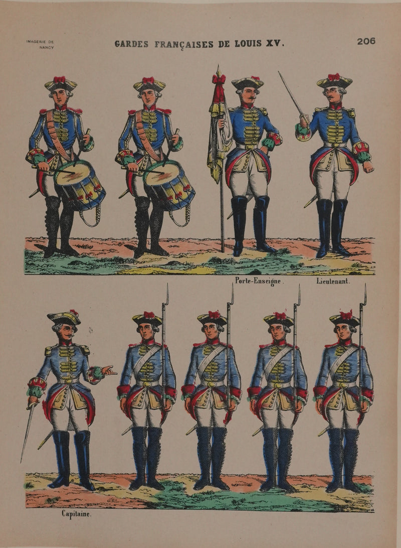 Imagerie de Nancy : Gardes de Louis XV, Gravure originale